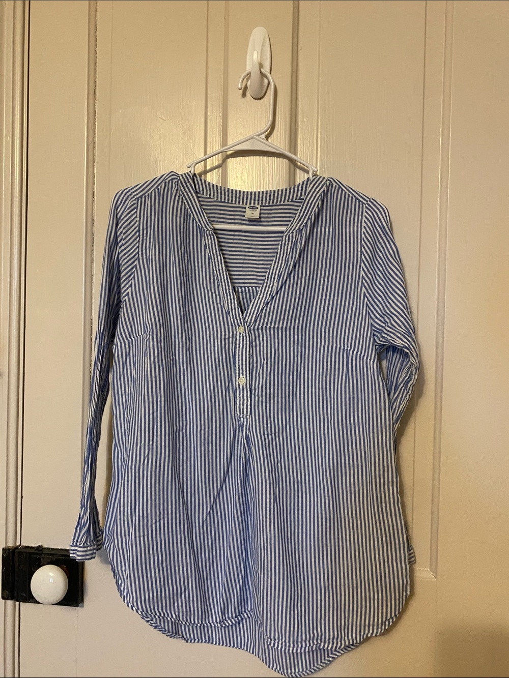 Old Navy Blue and White Striped Women's Blouse